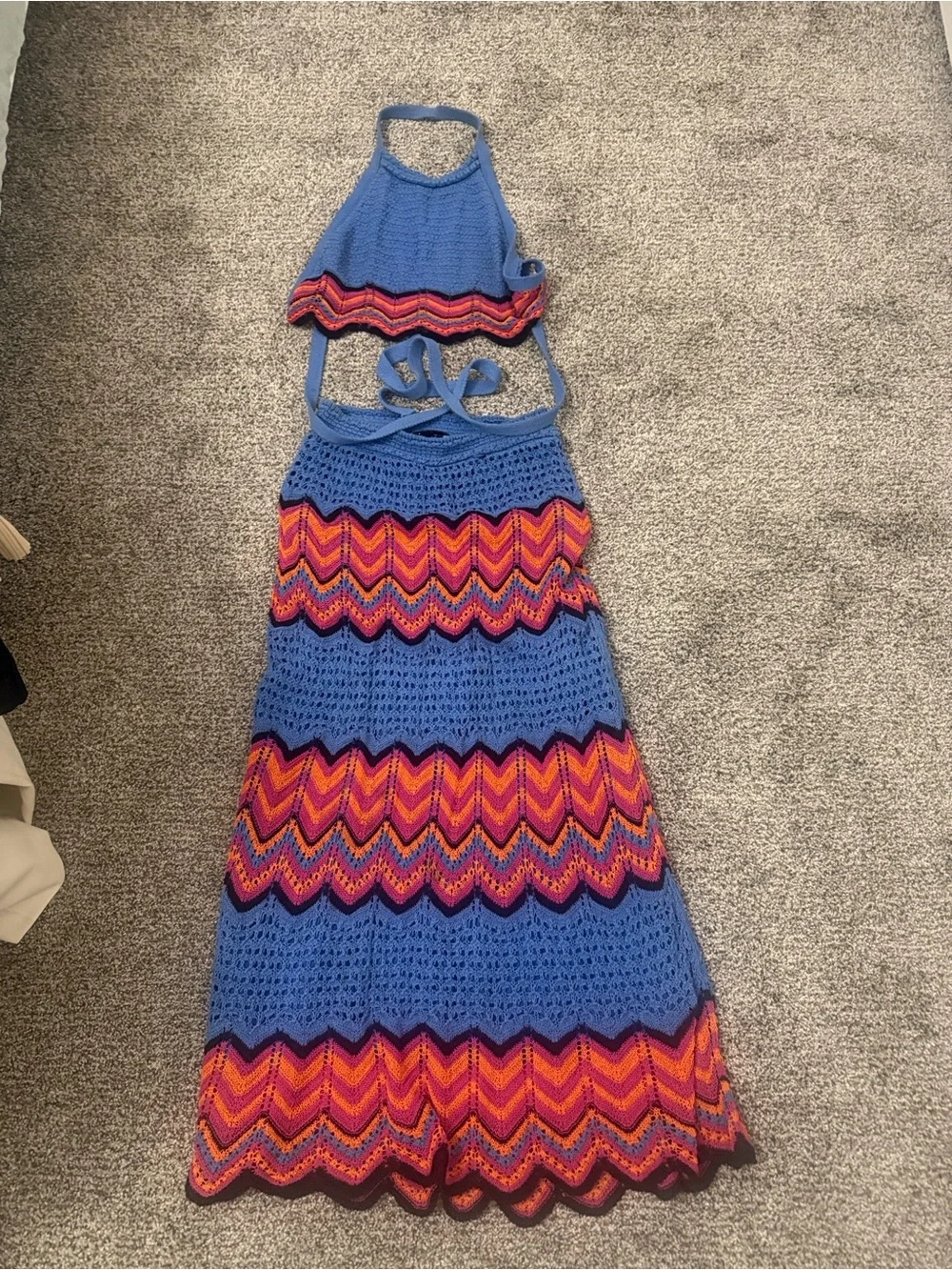 Zara Crochet Maxi Skirt and Halter Set